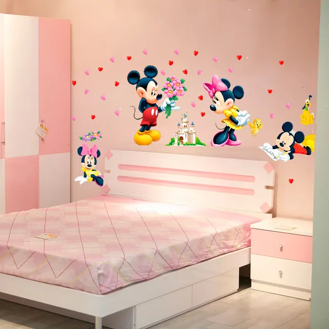 Cartoon Mickey Minnie Mouse Baby Home Decals Wall Stickers For Kids Room Baby Bedroom Wall Art Nursery Amusement Park Diy Poster