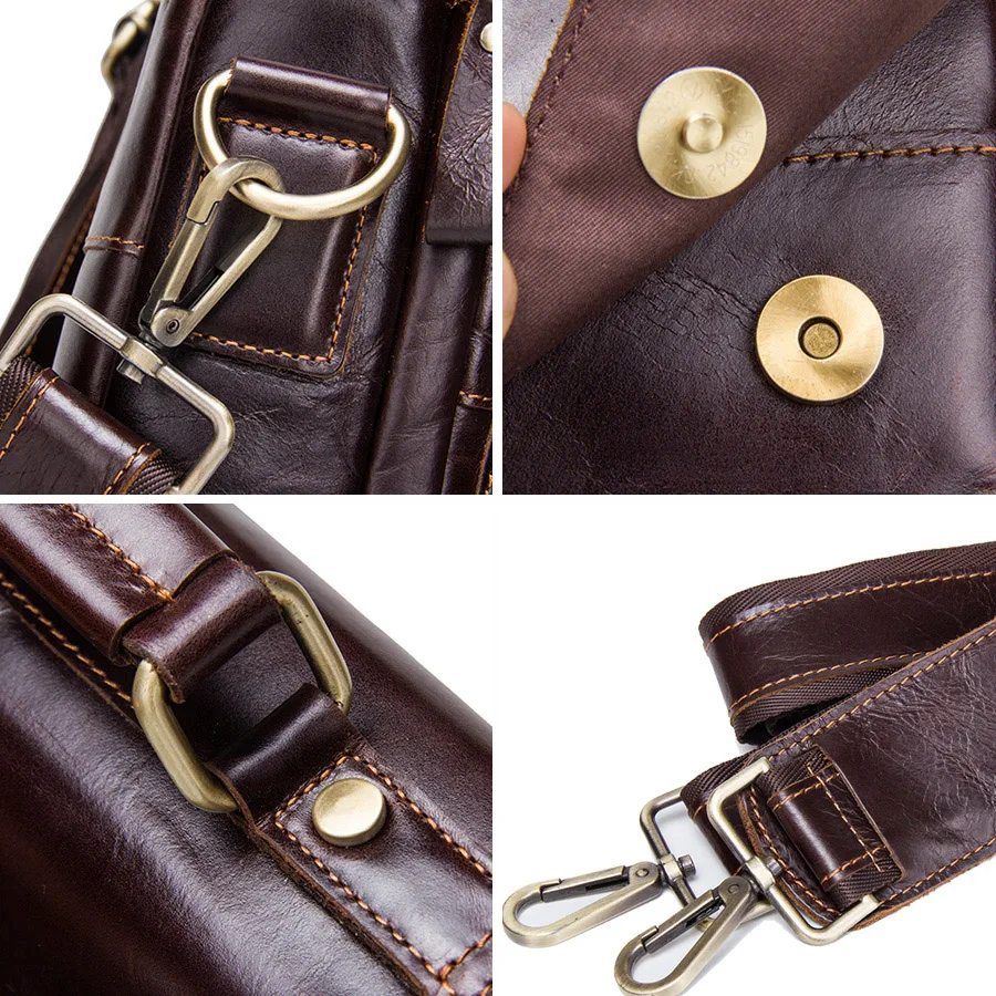  CONTACT'S Brand Design Genuine Leather Shoulder Bag Men Crossbody Messenger Bags Vintage Men's Hand - 32790205379