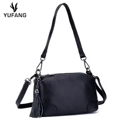 Yufang сумка-мессенджер из натуральной кожи Осенняя женская сумка через плечо Брендовая женская сумочка с ручками Сверху сумка из коровьей