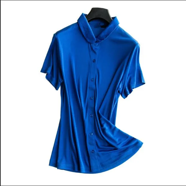 Женская стрейчевая воздухопроницаемая рубашка женская шелковая La Camisa Женская Весенняя 96% шелковая блузка Женская Осенняя негабаритная шелковая рубашка