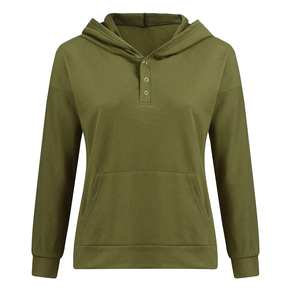 Women Autumn Sweatshirts Ladies Casual Solid Color Long Sleeves Hooded Pullover Sweatshirt Tops Women Hoodies Polerones Mujer
