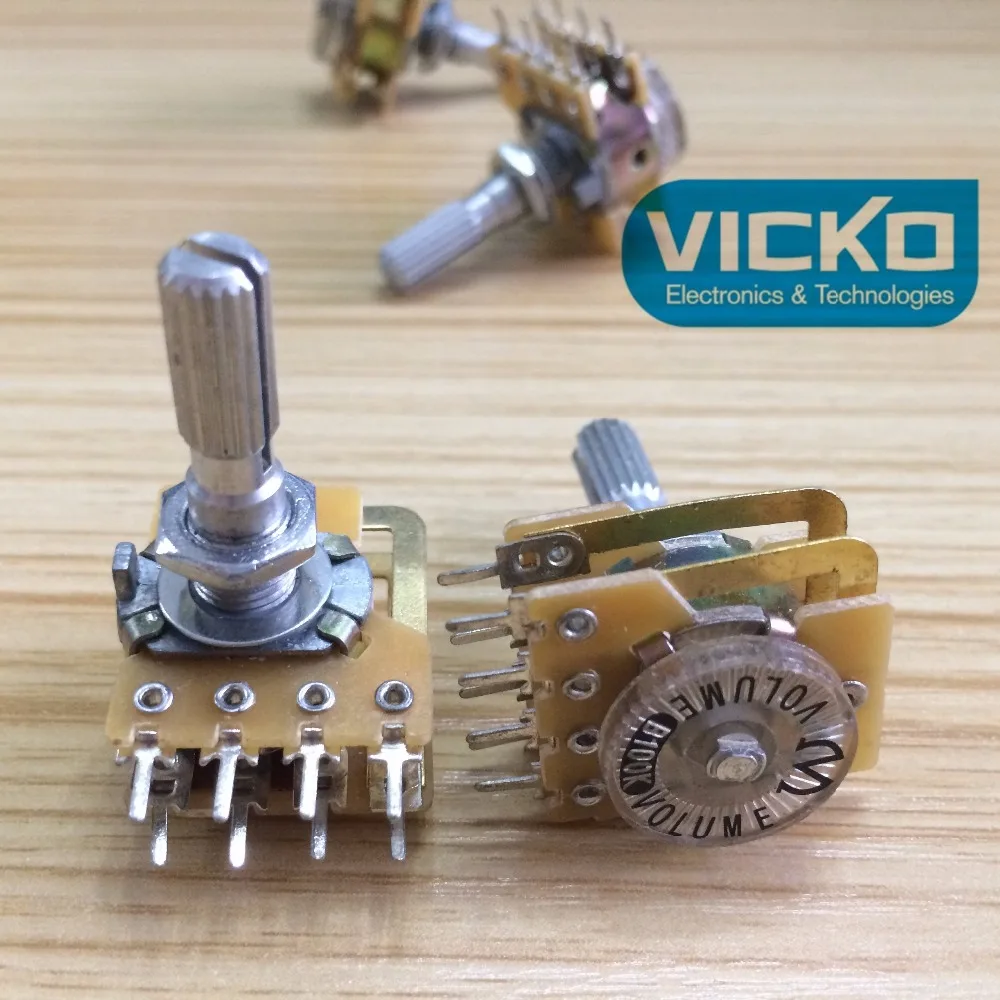 

[VK]ORIGINAL B100K B50K Taiwan potentiometer gold-plated such as loudness tapping double long switch 25MM 8 pin step rachis