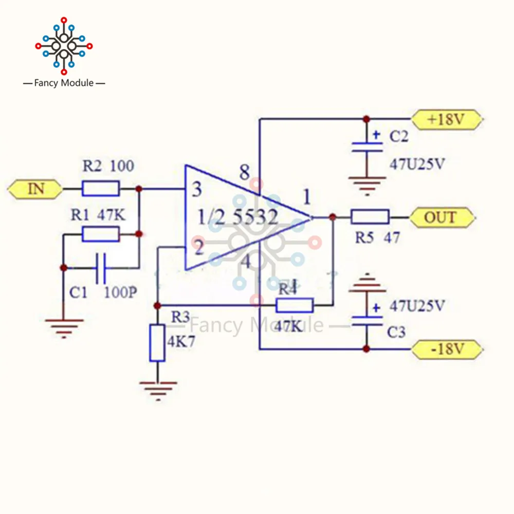 Двойной OP Amp плата предусилителя DC усиления PCB для NE5532 OPA2134 OPA2604 AD826