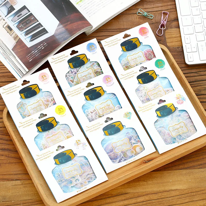 

DIY Colorful Drift bottle kawaii Stickers Diary Planner Journal Note Diary Paper Scrapbooking Albums PhotoTag