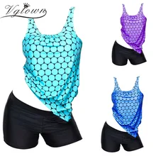 VGTOWN 5XL, женский купальник из двух частей, танкини, комплекты с шортами, купальники в полоску, пляжная одежда размера плюс, большой женский купальник