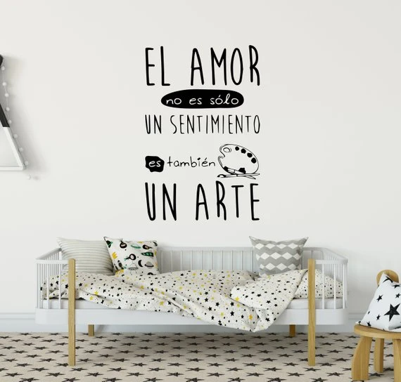 Autocollant Mural De Citation D Amour El Amor Etiquette En Vinyle Noir Au Design Espagnol Pour Toucher La Decoration Interieure Autocollant D Amour Aliexpress