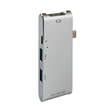 Aluminum Alloy 6-in-1 USB-C Type C HUB with Type-C Power Charging Delivery 4K Video HD SD/TF Card Reader USB HUB for MacBook Pro