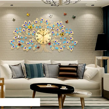 

Retro Large Wall Clock Modern Design Mute Crystal Tree Wall Watch Living Room Bedroom Dinning Room Clock Wall Home Decor