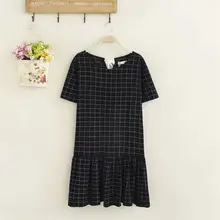 Fitas de grandes dimensões Plus Size Xadrez Preto Mulheres Vestido de Verão 2018 Nova Moda Manga Curta O Pescoço Vestidos Feminino 5XL