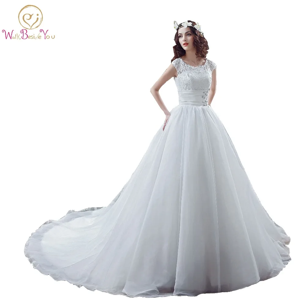 

100% Real Images vestido de noiva princesa fotos reales Cathedral Train A-line Organza White\ Ivory Wedding Dresses Bride Gowns