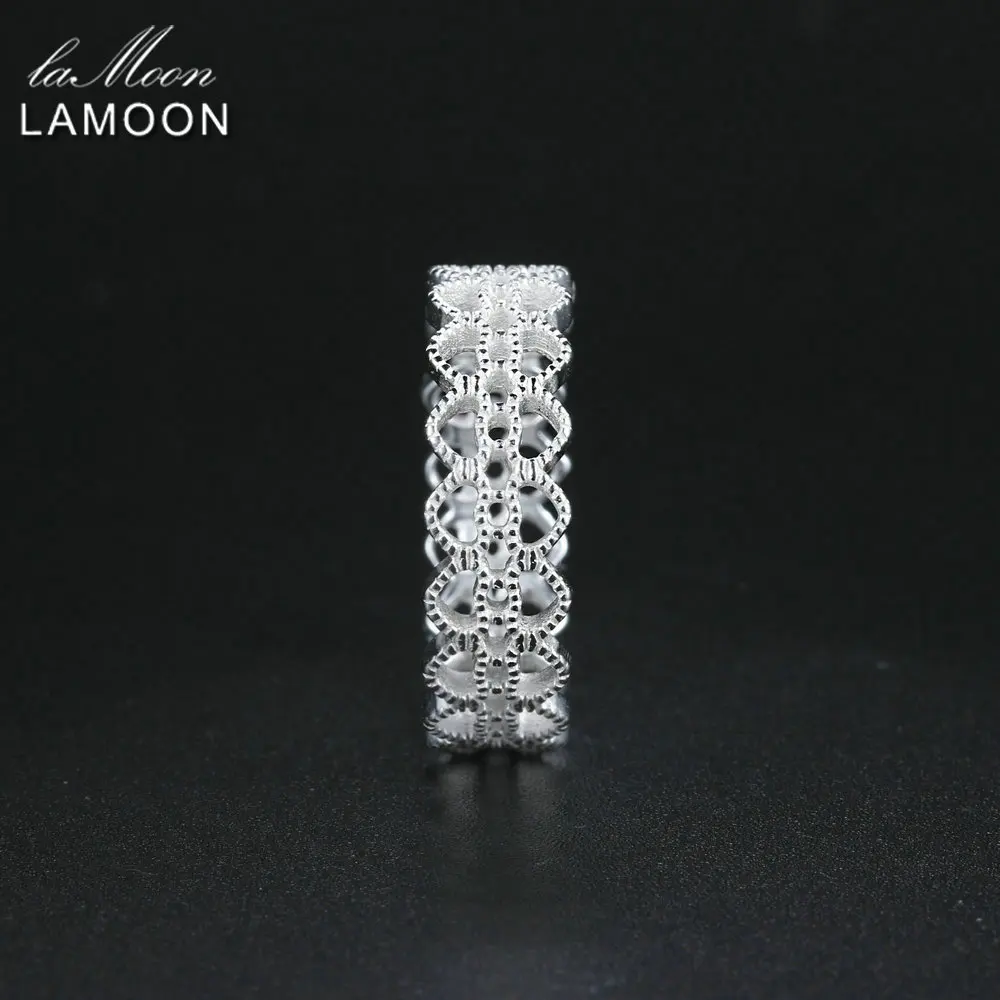 LAMOON Creative Lace Style 925-Sterling-Silver Adjustable Rings S925 Fine Jewelry for Women Wedding Party Gift LMRY025