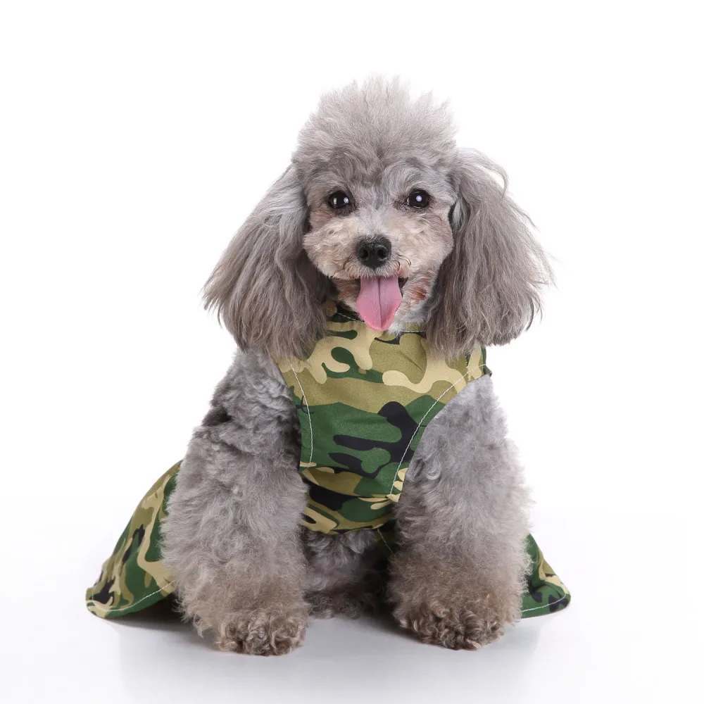 

Transer Vestido Perro Fashion Summer Army Green Camouflage Pet Dog Dress Polyester Clothes Skirt For Dogs 18 Dec14