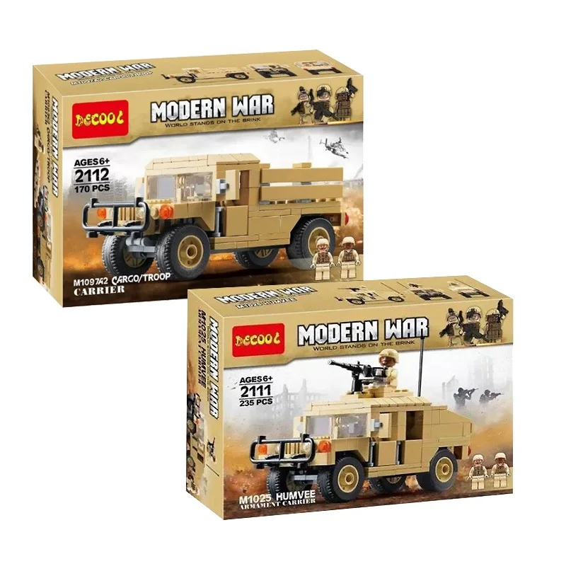 

Decool 2111 2112 War M1025 Cargo car Hummer US Soldiers Toys Building Blocks for legoes Military Wars set for minifigure LPS