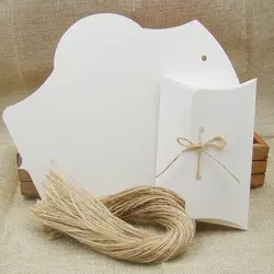 Новый Diy пустой белый/черный/коричневый подушки коробка дисплея 50 шт + 50 шт строка для конфет/Свадьба/подарок на праздник хранилища бумажная