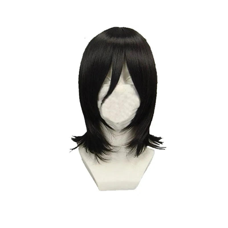 Coshome Bleach Kuchiki Rukia Wigs Cosplay Costumes Black Dress Kimono Set Women Halloween Party Costume (3)
