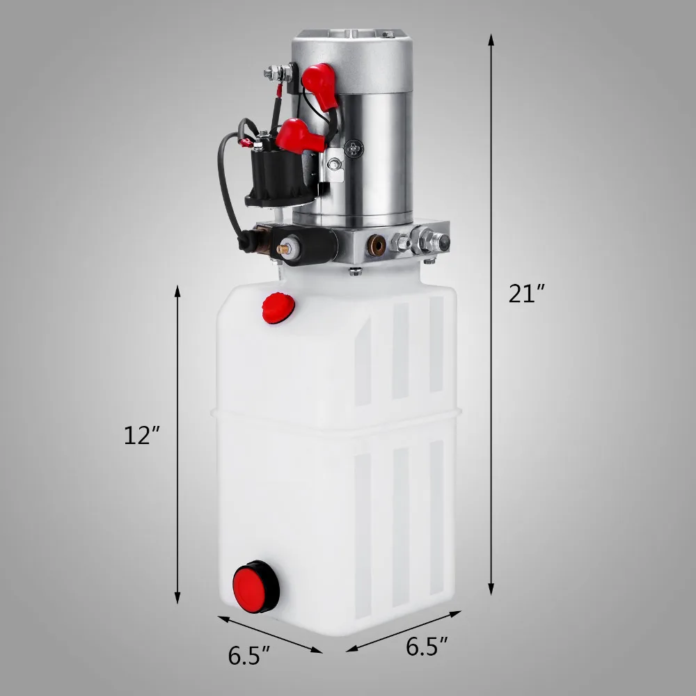 Большой гидравлический насос 12 В постоянного тока, однодействующий гидравлический силовой агрегат 6 квартов, пластиковый бак, гидравлический насос, силовой агрегат для самосвала прицепа