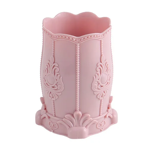 Flower Carved Cosmetic Storage Tube Desktop Pen Brush Lipstick Makeup Office Articles Organizer Box Sundries Container