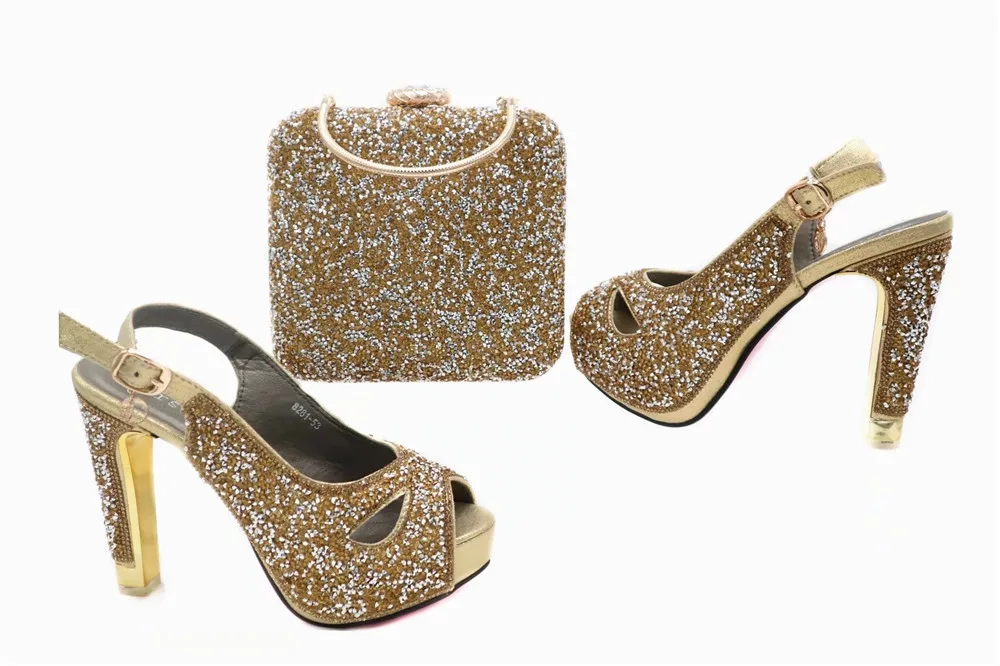 

2017 high quality Shoes and Bag Set African Sets Ladies Italian Shoes and Bag Set Decorated with Rhinestone
