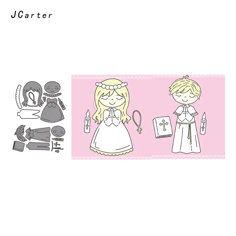 

JC Metal Cutting Dies for Scrapbooking Priest Prayer Boy and Girl Craft Cut Die Stencil Handmade Album Paper Cards Decor Model