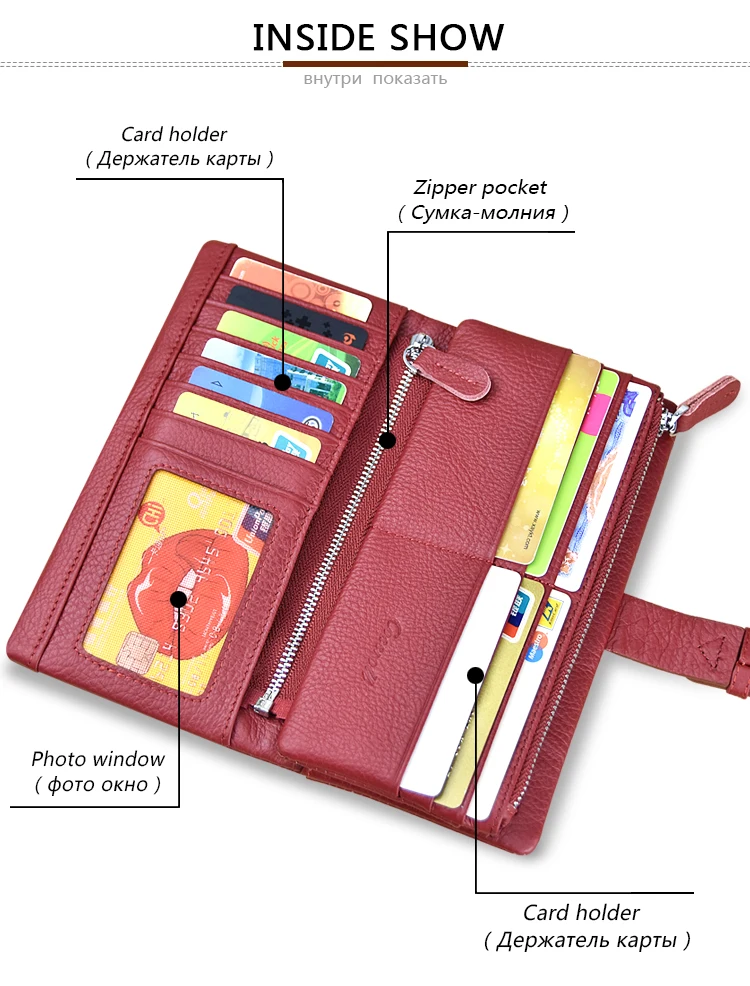 Новинка, женский клатч из натуральной кожи, кошелек с несколькими отделениями для карт, длинный женский кошелек с сумочкой для телефона, Модный женский кошелек на молнии