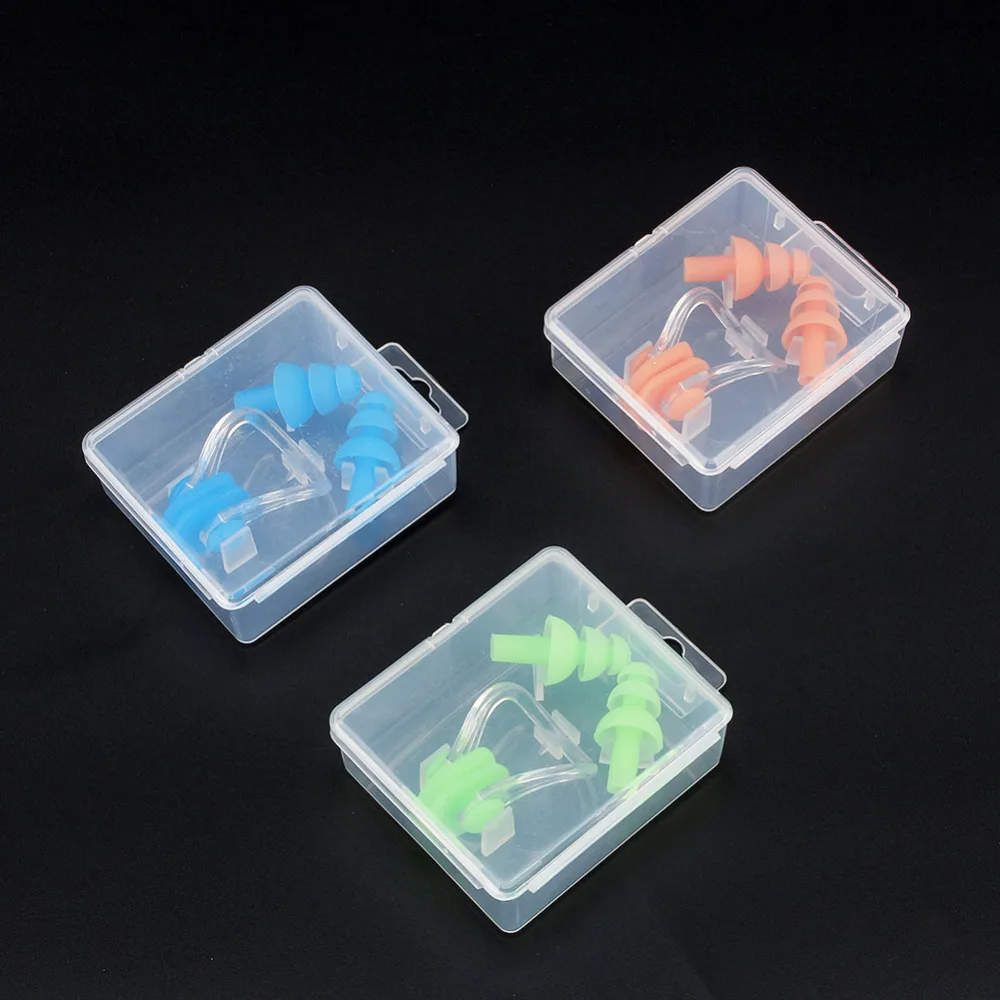 1 Set Soft Silicone Swimming Earplugs Noise Waterproof Ear plugs Nose Clip Swim Earbuds Surf Pool Accessories Water Sports