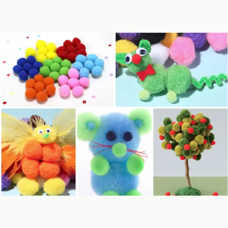 1000 Pcs DIY Mixed Color Mini Soft Fluffy Pom Poms Pompoms Ball 10mm@/&