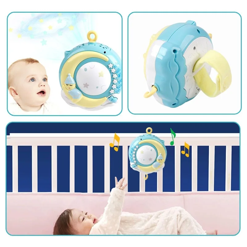 Baby Rattles Crib Mobiles Toy Holder Rotating Crib Mobile Bed Musical Box Projection 0-12 Months Newborn Infant Baby Boy Toys