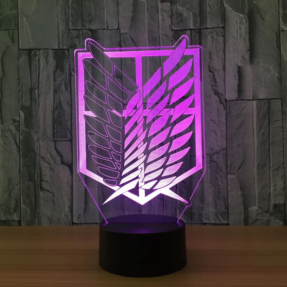 Attack on Titan Badge 3D LED Nightlight Color Changing Home Decor Table