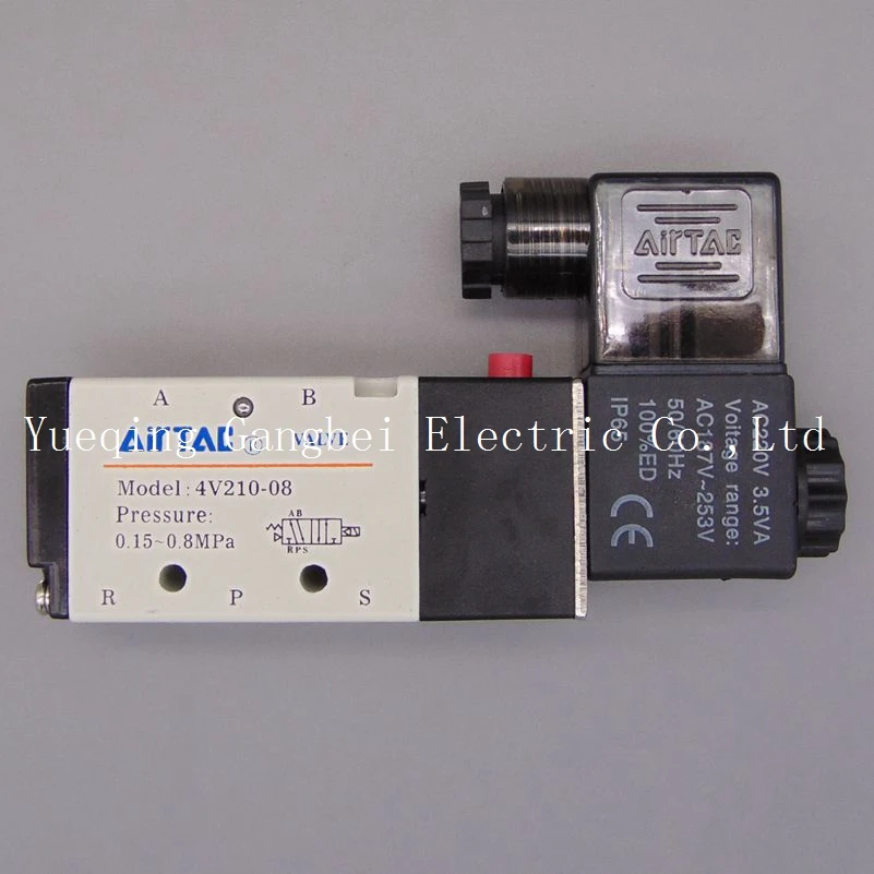 

4V210-08 1/4'' Inner Guide Type 5 Way 2 Position Solenoid Valve AC110V AC220V AC380V AC24V 24V DC 12V DC