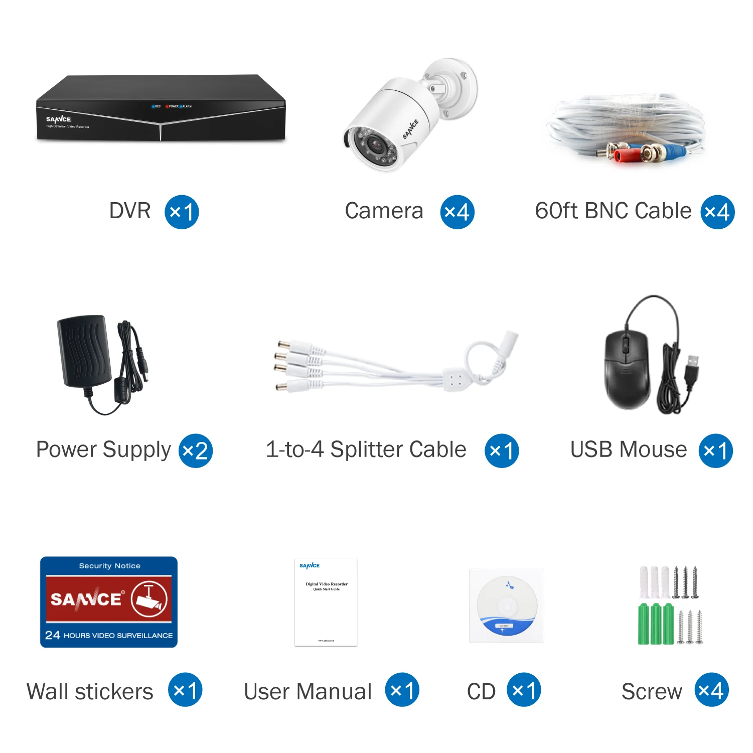 SANNCE 4CH 720P HD видео система безопасности 1080N 5в1 DVR с 4 шт 1MP Открытый Всепогодный Смарт