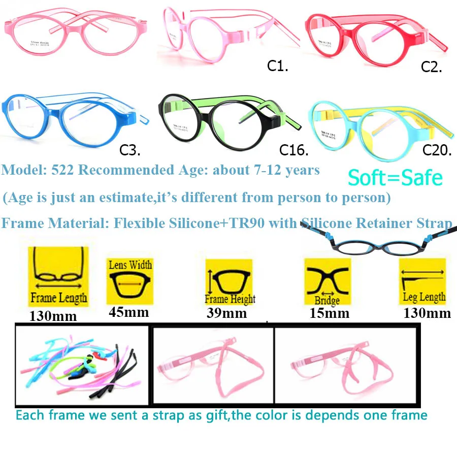 IVSTA 522 силикон дети очки ремешок фиксатор владелец может быть сделано для линз с диоптриями с амблиопией или рецепт