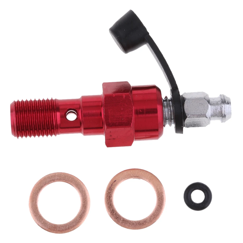 Universal M10 Single Banjo Bolt Thread Bleeder Nipple Washers 1.0mm Red