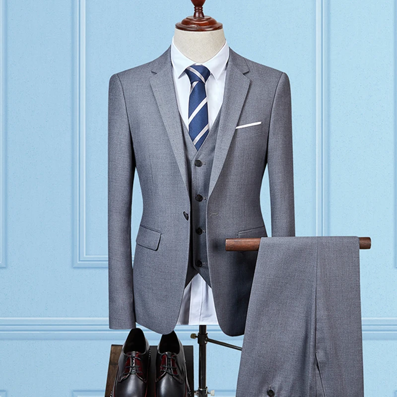 PAULKONTE (Jacket+Vest+Pant) 2019 Hot Solid Color Slim Fit Classic Men's Suit Fashion High Quality Wedding Business Men Suit PAULKONTE (Jacket+Vest+Pant) 2019 Hot Solid Color Slim Fit Classic Men's Suit Fashion High Quality Wedding Business Men Suit