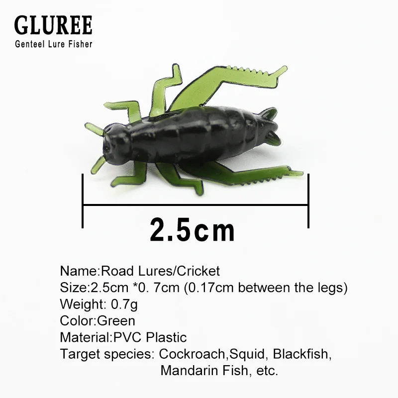 GLUREE 1 шт. Мягкая приманка для крикета 2 5 см искусственная ПВХ зеленая Реалистичная