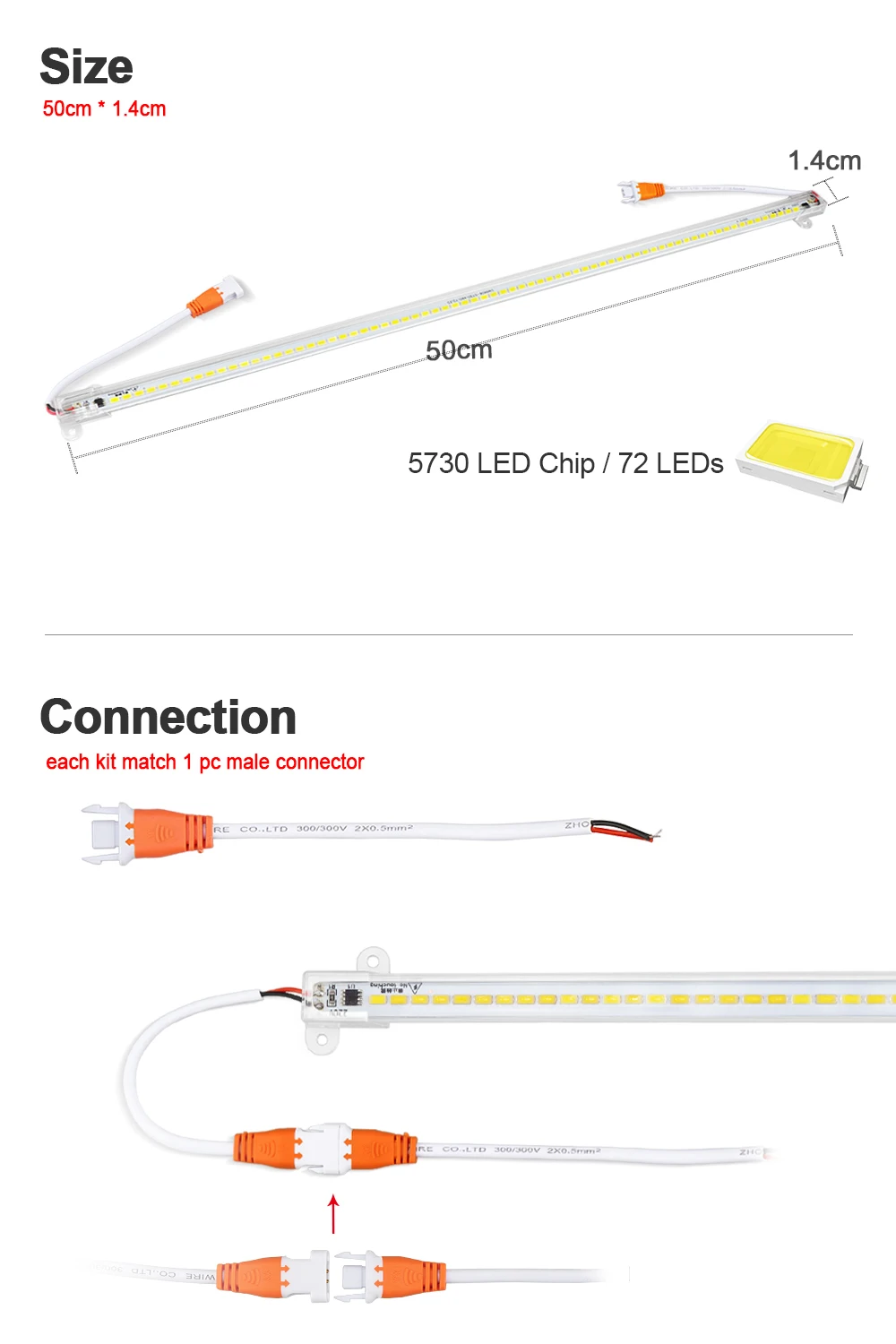 Светодио дный Кухня свет AC220V SMD 5730 светодио дный Tube 50 см светодио дный жесткий Светодиодные ленты бар свет под кабинет Кухня 10 шт./лот