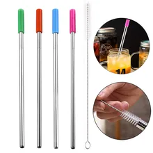 1 шт. длинные Нержавеющая сталь металла соломинки с щетки комплект многоразовые трубочки вечерние Барные аксессуары 718