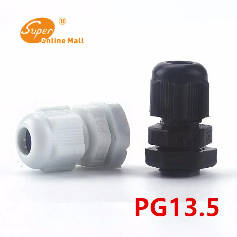 

10pcs/lot White/Black PG13.5 Nylon cable gland Wiring Accessories LED cable connector waterproof