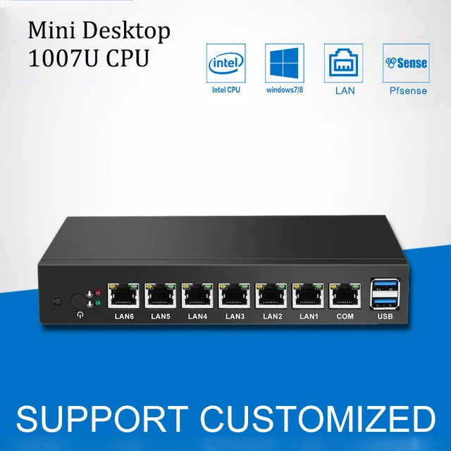 Cheap Mini PC 6 Intel 82583V Gigabit Ethernet LAN Celeron 1007U Mini Industrial Computer Desktop pfSense Router Firewall Windows 7