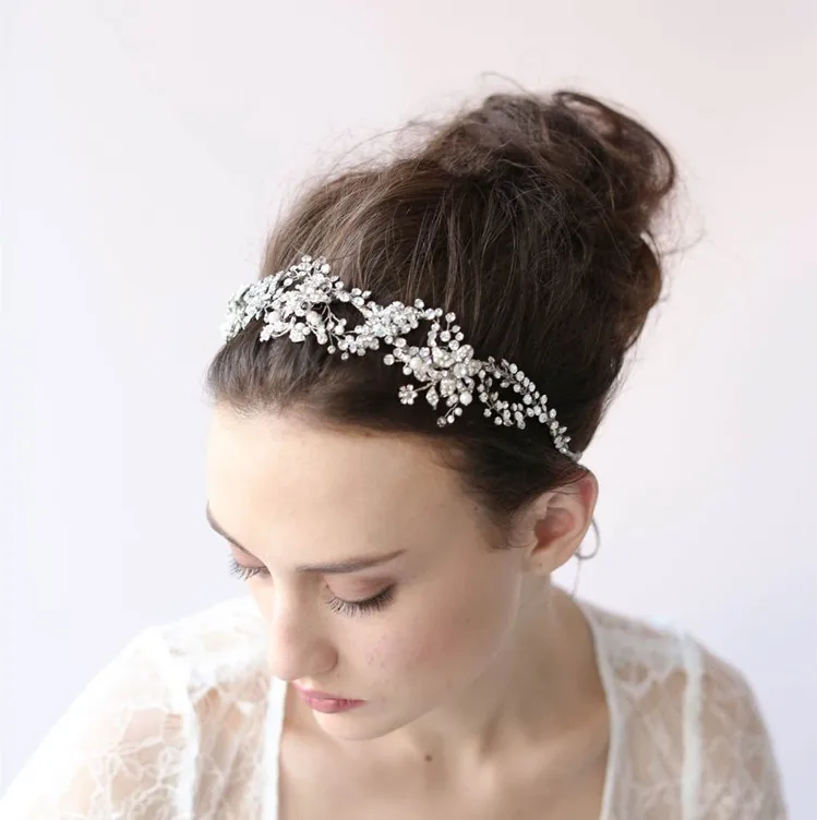 

Jonnafe New Gold Silver Crysral Tiara Wedding Hair Accessories Headbands Handmade Bridal Headband Women Hair Jewelry Headwear