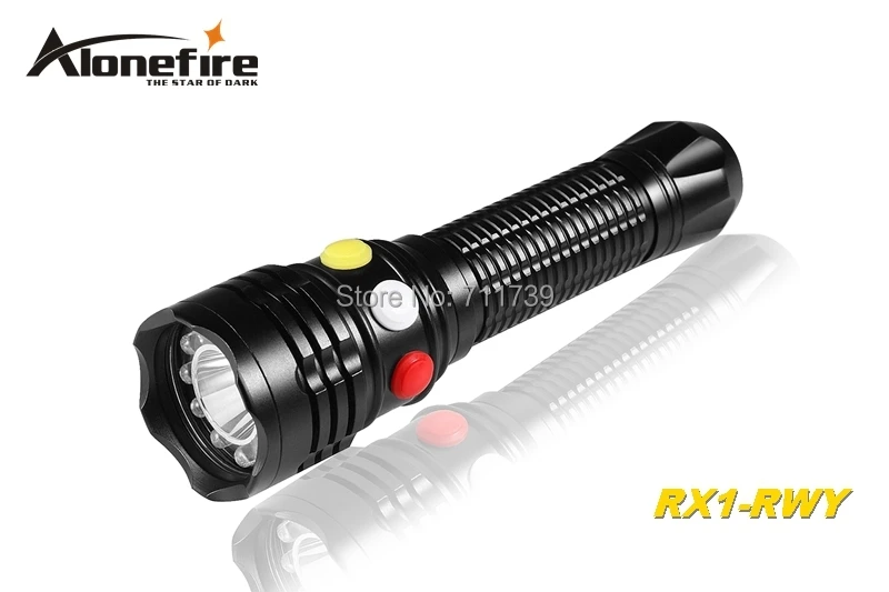 

AloneFire RX1-RWY CREE Q5 LED Red White Green light Multi-function railway signal lamp flashlight torch light For 3xAAA or 18650