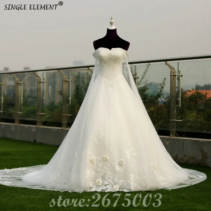 

Real Photo Elegant Luxury Ball Gown Off The Shoulder Wedding Dresses