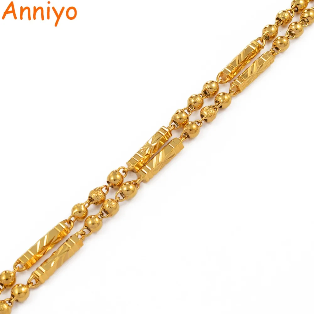 Anniyo 60 см/70 см цепь из бусин бамбуковые ожерелья для женщин мужчин Золотой цвет