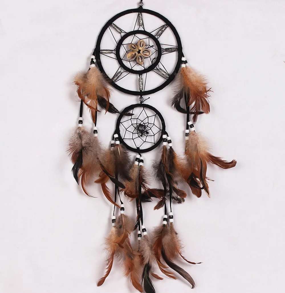 

Beautiful Dream Catcher hand-woven Dreamcatcher with brown feathers for home wall decorations Car is hanged adorn,SKU 04A33A12