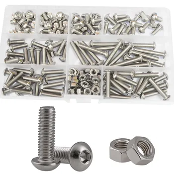 

Hex Button Head Machine Screw Pan Thread Metric Mushroom Hexagon Socket Cap Bolt Nut 304 Stainless Steel Assortment Kit Set M5