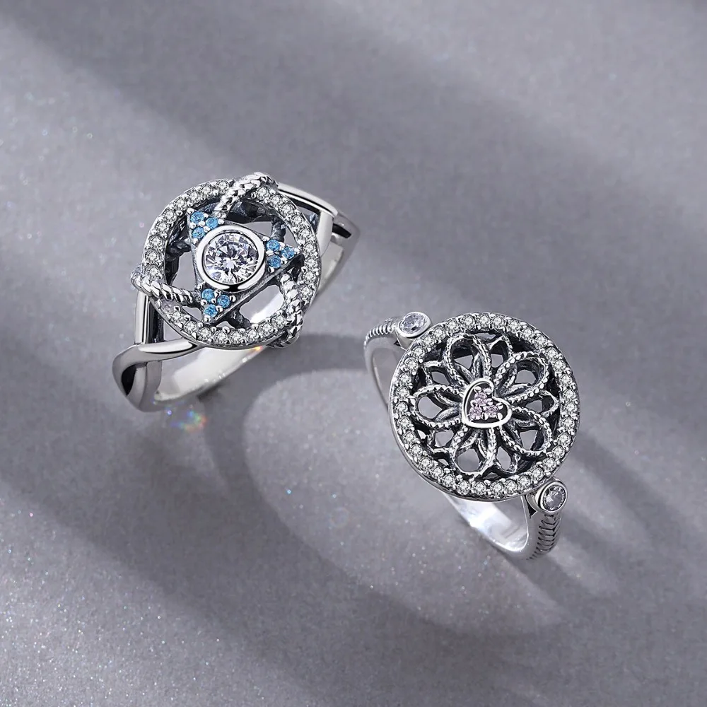 Eudora Настоящее серебро 925 проба кельтские узлы троица кольцо зубец Установка AAA синий циркон обручальные кольца для женщин ювелирные украшения CYJ5