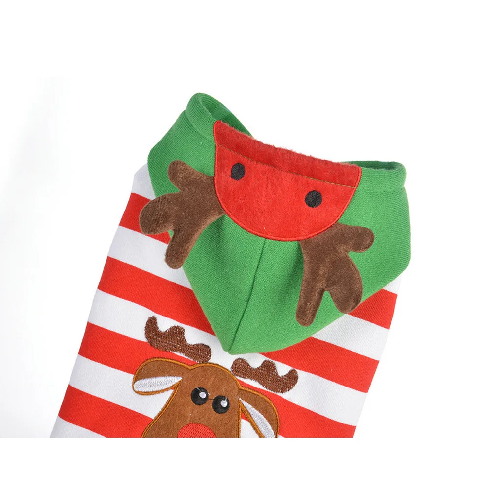 Костюм для собаки Лось Рождественский щенок пальто с Кепки милый мультфильм одежда для домашних питомцев Striped Hoodie Стиль теплая одежда