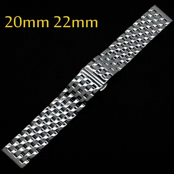 

Silver Solid Stainless Steel Wrist Watch Band 20mm 22mm Strap Replacement High Quality Deployment Buckle Mens Womens Watchband