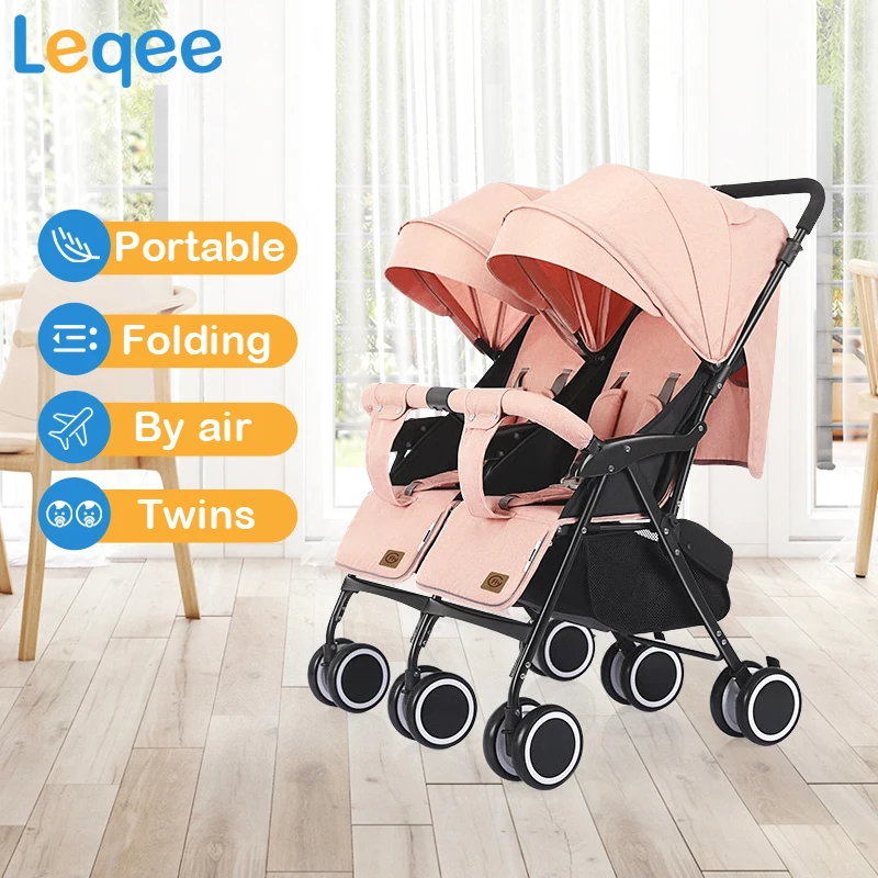 

Twins Baby Stroller Free Shipping folding portable Four-wheel stroller Two babies Super light The twins Umbrella car