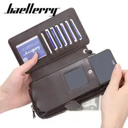 Baellerry Мужской винтажный Длинный кошелек с карманом для мобильного телефона застежка из искусственной кожи мужской Кошелёк на молнии
