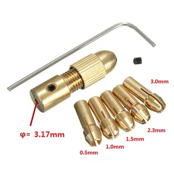 

3.17mm Brass drill chuck And 5pcs 0.5mm-3.0mm Small Electric Drill Bit Micro-Twist Drill Chuck Set ,Free Shipping